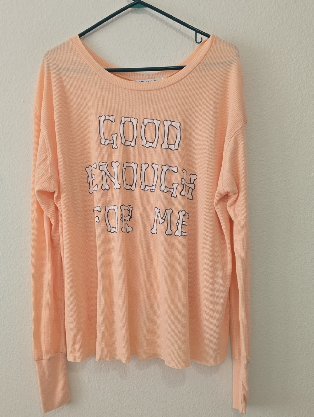 Wildfox Peach Waffle Knit Long Sleeve‎  Top S